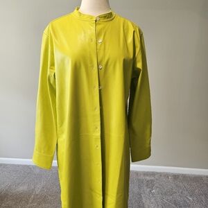 Natori – Chartreuse Buttery Soft Vegan Luxe Lambskin Shirt Dress (Size XL)